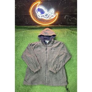 Vintage Big Dogs‎ Fleece Full Zip Up Gray Hoodie Sweatshirt Mens Size Large